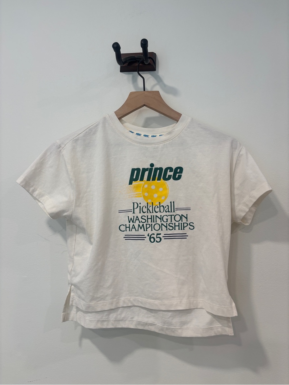 Prince White Tee with Green and Yellow Pickleball Graphic